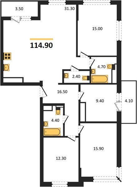 Фото №1: 4-комнатная квартира 114 м² - Краснодар, ЖК Все Свои Вип, 