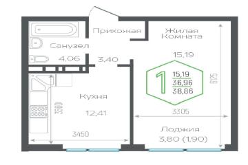 Фото №3: 1-комнатная квартира 36 м² - Краснодар, мкр. Черёмушки, ул. Обрывная, 132/1к26