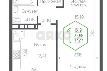 Фото №3: 1-комнатная квартира 36 м² - Краснодар, мкр. Черёмушки, ул. Обрывная, 132/1к23