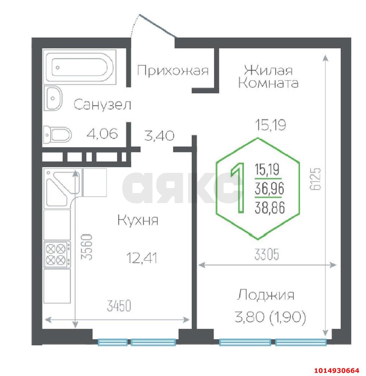 Фото №3: 1-комнатная квартира 36 м² - Краснодар, Черёмушки, ул. Обрывная, 132/1к23