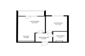 Фото №5: 1-комнатная квартира 42 м² - Яблоновский, мкр. жилой комплекс Вектор, ул. Базовская, 21