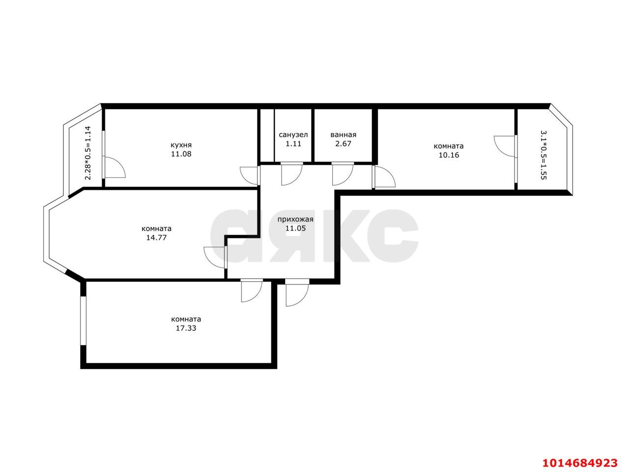Фото №18: 3-комнатная квартира 68 м² - Краснодар, Завод Измерительных Приборов, ул. Российская, 79/1