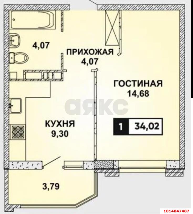 Фото №9: 1-комнатная квартира 37 м² - Краснодар, Достояние, ул. Григория Булгакова, 6