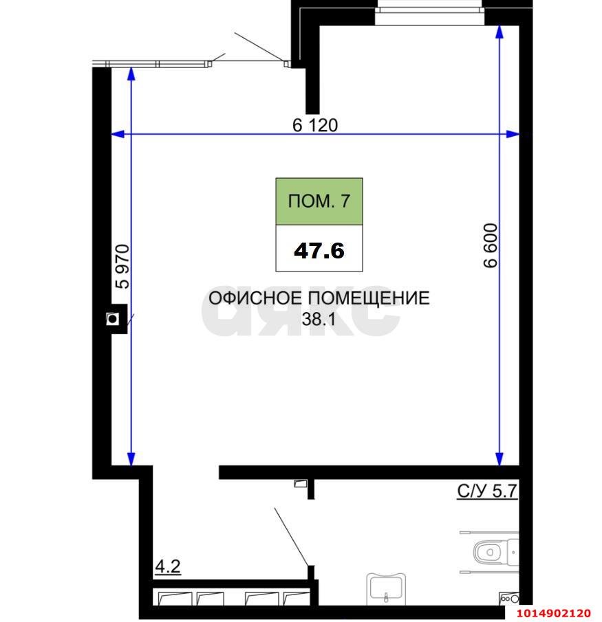 Фото №3: Торговое помещение 48 м² - Краснодар, жилой комплекс Дыхание, ул. Лётчика Позднякова, 2к23