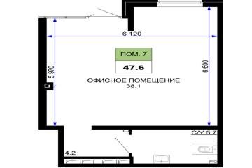 Фото №3: Коммерция 47 м² - Краснодар, мкр. жилой комплекс Дыхание, ул. Лётчика Позднякова, 2к23