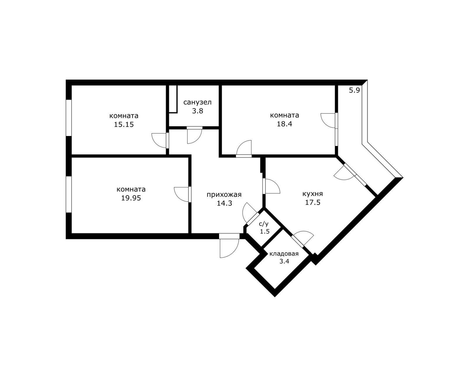 Фото №20: 3-комнатная квартира 93 м² - Краснодар, Западный внутригородской округ, мкр. Юбилейный, ул. 70-летия Октября, 1/5