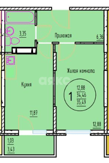 Фото №14: 1-комнатная квартира 39 м² - Ростов-на-Дону, жилой комплекс Грей, пр-кт Маршала Жукова, 18