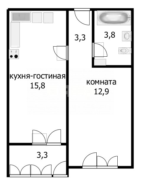 Фото №14: 1-комнатная квартира 40 м² - Анапа, жилой комплекс Южный, ул. Ленина, 180Ак2