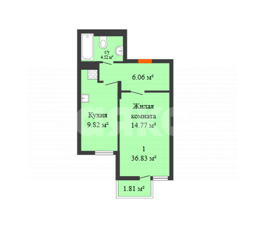 Фото №14: 1-комнатная квартира 35 м² - Ростов-на-Дону, ЖК Гринсайд, ул. Нансена, 109/3