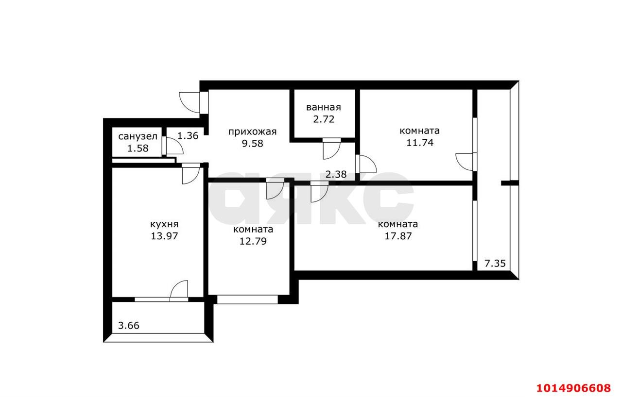 Фото №1: 3-комнатная квартира 80 м² - Краснодар, Гидростроителей, ул. Парусная, 20/2