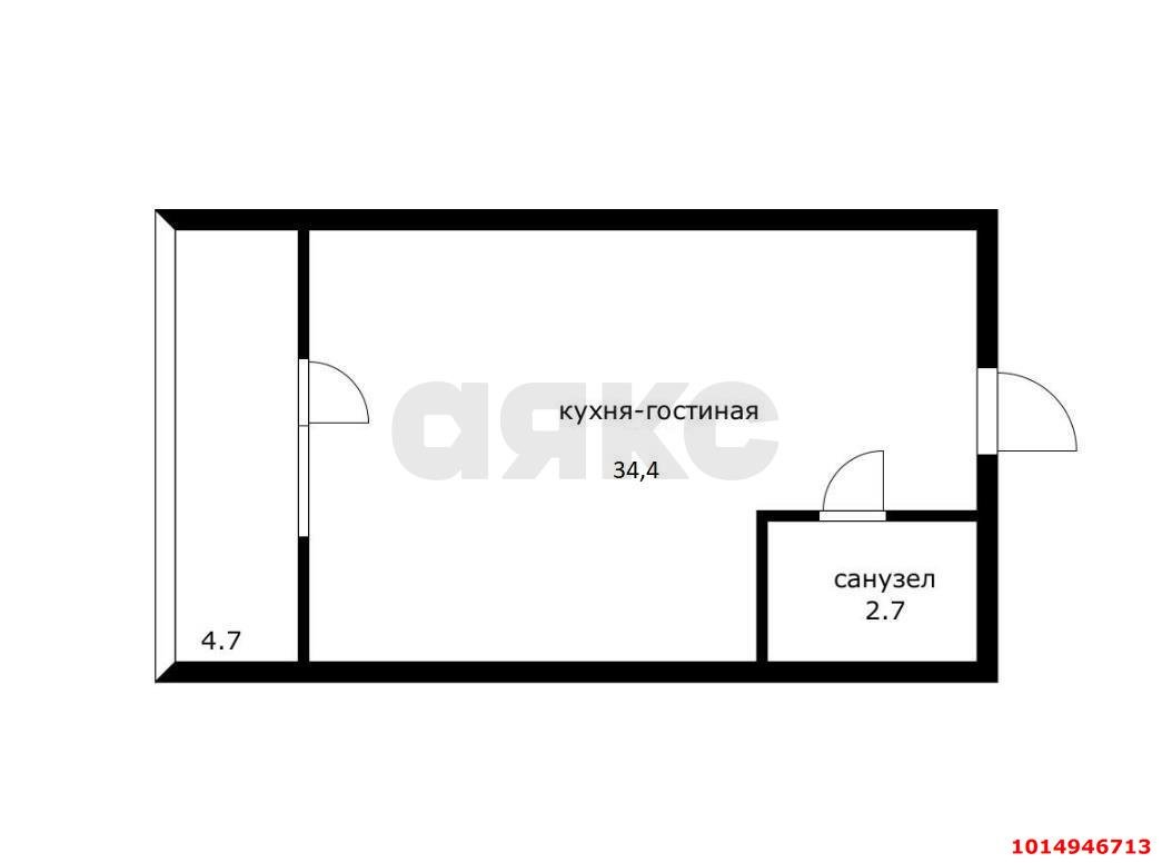 Фото №5: Студия <span class="whitespace-nowrap">38 м²</span>, <span class="whitespace-nowrap">3/7 эт.</span> - Краснодар, Прикубанский внутригородской округ, мкр. Музыкальный, ул. имени С.С. Прокофьева, 29