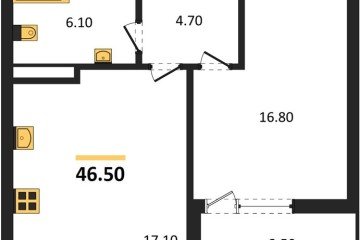 Фото №1: 1-комнатная квартира 46 м² - Краснодар, мкр. ЖК Эрмитаж, ул. им. Мурата Ахеджака, 20