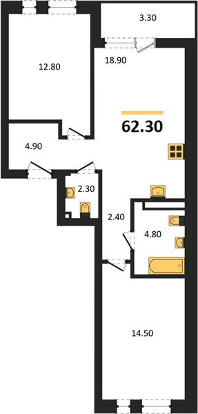 Фото №1: 2-комнатная квартира 62 м² - Краснодар, ЖК Эрмитаж, ул. им. Мурата Ахеджака, 20