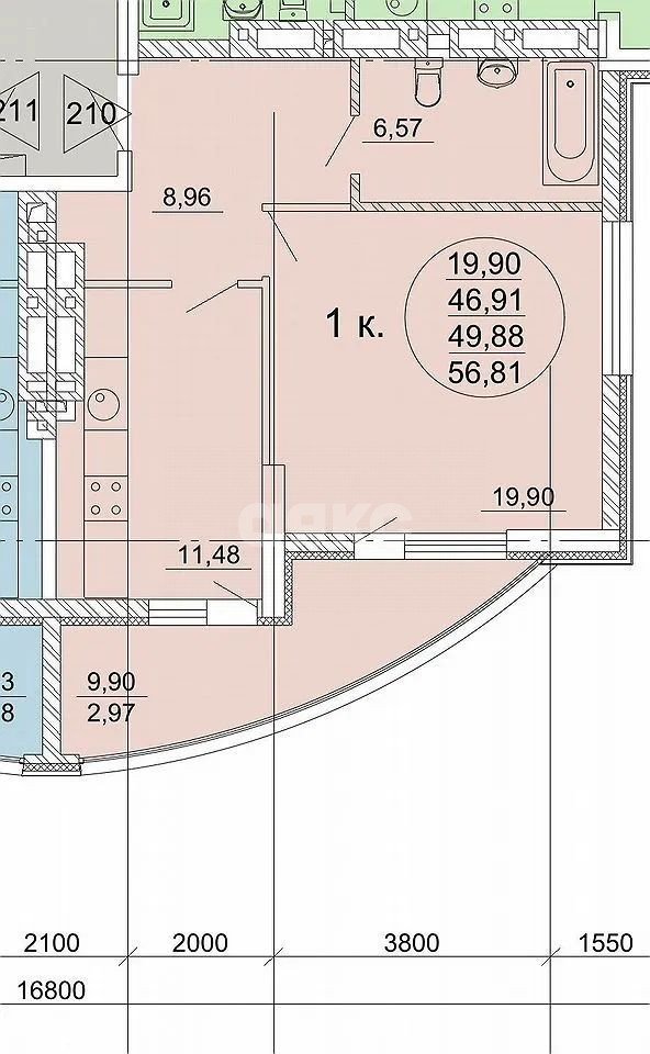 Фото №1: 2-комнатная квартира 57 м² - Ростов-на-Дону, жилой комплекс Тихий Дон, ул. Нижегородская, 31/3