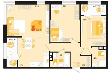 Фото №1: 2-комнатная квартира 83 м² - Краснодар, мкр. Карасунский внутригородской округ, 