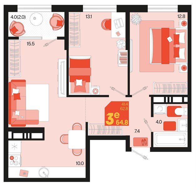 Фото №1: 2-комнатная квартира 64 м² - Краснодар, Карасунский внутригородской округ, 