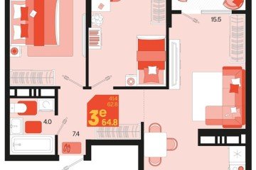 Фото №1: 2-комнатная квартира 64 м² - Краснодар, мкр. Карасунский внутригородской округ, 