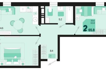 Фото №1: 2-комнатная квартира 65 м² - Краснодар, мкр. Карасунский внутригородской округ, 