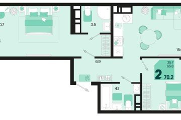 Фото №1: 2-комнатная квартира 70 м² - Краснодар, мкр. Карасунский внутригородской округ, 