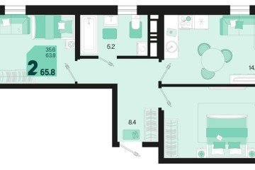 Фото №1: 2-комнатная квартира 65 м² - Краснодар, мкр. Карасунский внутригородской округ, 