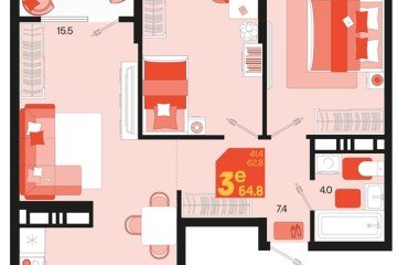 Фото №1: 2-комнатная квартира 64 м² - Краснодар, мкр. Карасунский внутригородской округ, 