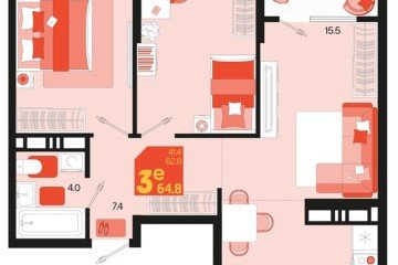 Фото №1: 2-комнатная квартира 64 м² - Краснодар, мкр. Карасунский внутригородской округ, 