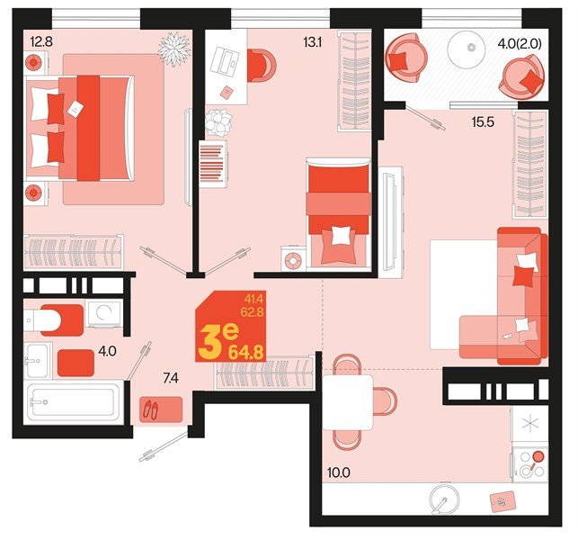 Фото №1: 2-комнатная квартира 64 м² - Краснодар, Карасунский внутригородской округ, 