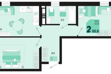 Фото №1: 2-комнатная квартира 65 м² - Краснодар, мкр. Карасунский внутригородской округ, 