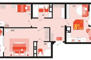 Фото №1: 2-комнатная квартира 75 м² - Краснодар, мкр. Карасунский внутригородской округ, 