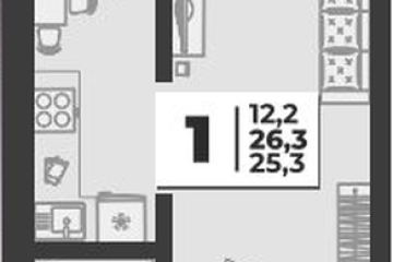 Фото №1: 1-комнатная квартира 26 м² - Новая Адыгея, мкр. жилой комплекс Дарград, ул. Тургеневское шоссе, 33/4к51