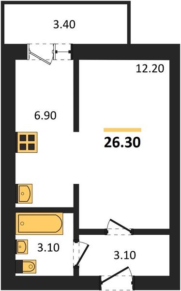 Фото №1: 1-комнатная квартира 26 м² - Новая Адыгея, жилой комплекс Дарград, ул. Тургеневское шоссе, 33/4к51