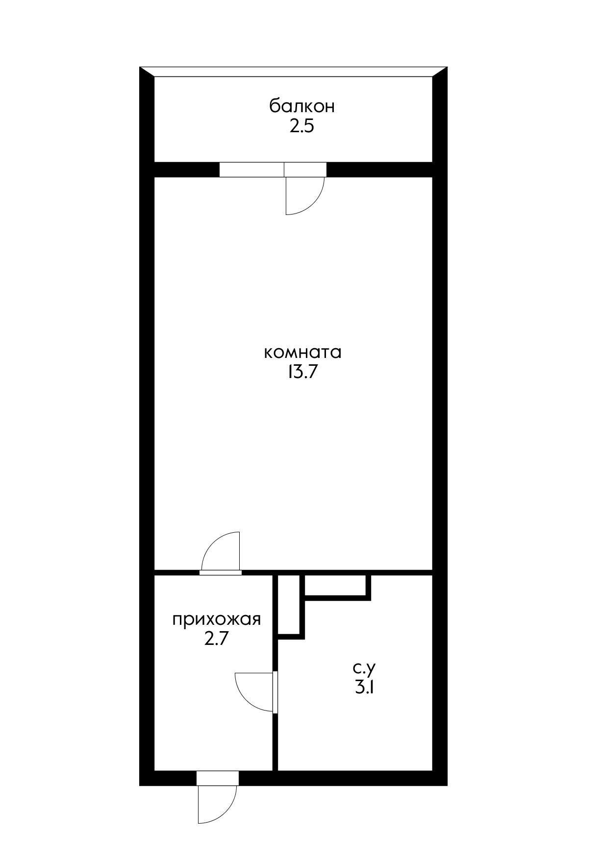 Фото №7: Студия 20 м² - Российский, мкр. Прикубанский внутригородской округ, ул. имени В.М. Комарова, 21Б