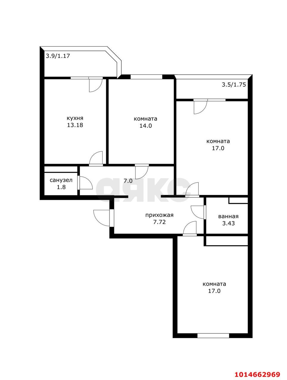 Фото №5: 3-комнатная квартира 84 м² - Краснодар, Завод Измерительных Приборов, ул. Зиповская, 46