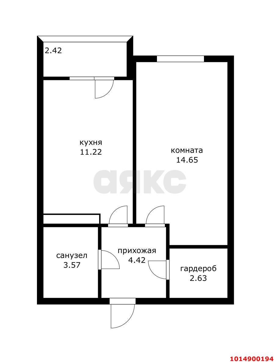 Фото №3: 1-комнатная квартира 38 м² - Краснодар, Новознаменский, ул. Войсковая, 20к9