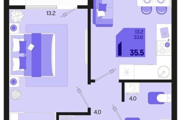 Фото №1: 1-комнатная квартира 35 м² - Краснодар, мкр. Карасунский внутригородской округ, ул. Виктора Казанцева, 1.3лит1