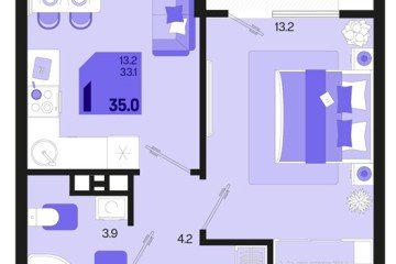Фото №1: 1-комнатная квартира 35 м² - Краснодар, мкр. Карасунский внутригородской округ, ул. Виктора Казанцева, 1.3лит1