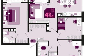 Фото №1: 3-комнатная квартира 104 м² - Краснодар, мкр. ЖК Первое Место, ул. Виктора Казанцева, 1.3лит1