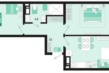 Фото №1: 2-комнатная квартира 59 м² - Краснодар, мкр. Карасунский внутригородской округ, ул. Виктора Казанцева, 1.3лит1