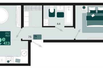 Фото №1: 1-комнатная квартира 47 м² - Краснодар, мкр. Карасунский внутригородской округ, ул. Виктора Казанцева, 1.3лит1