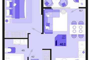 Фото №1: 1-комнатная квартира 40 м² - Краснодар, мкр. Карасунский внутригородской округ, ул. Виктора Казанцева, 1.3лит1