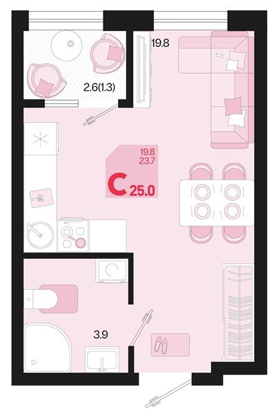 Фото №1: Студия 25 м² - Краснодар, мкр. Карасунский внутригородской округ, ул. Виктора Казанцева, 1.3лит1