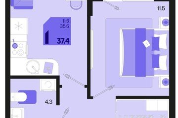 Фото №1: 1-комнатная квартира 37 м² - Краснодар, мкр. Карасунский внутригородской округ, ул. Виктора Казанцева, 1.3лит1
