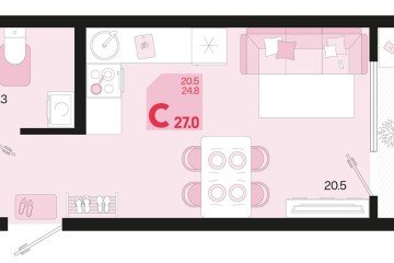 Фото №1: Студия 27 м² - Краснодар, мкр. Карасунский внутригородской округ, ул. Виктора Казанцева, 1.3лит1