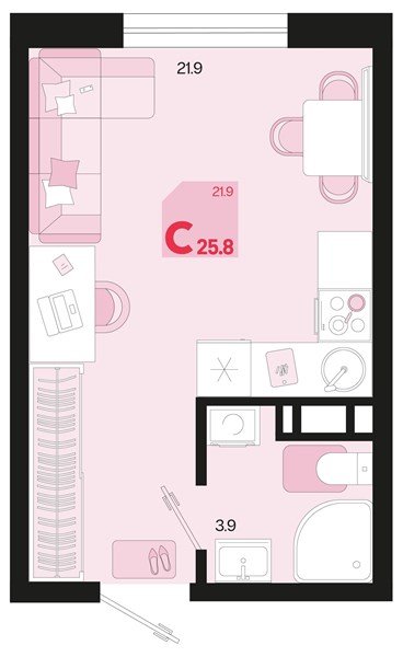 Фото №1: Студия 25 м² - Краснодар, мкр. Карасунский внутригородской округ, ул. Виктора Казанцева, 1.3лит1