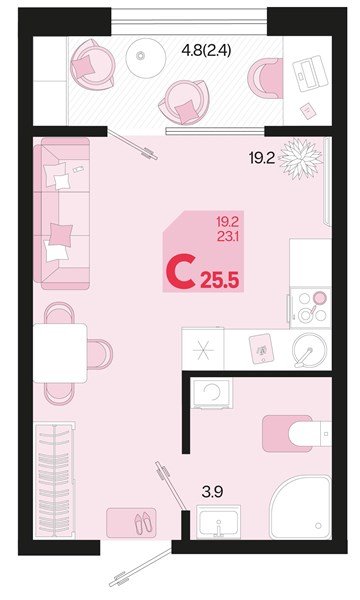 Фото №1: Студия 25 м² - Краснодар, мкр. Карасунский внутригородской округ, ул. Виктора Казанцева, 1.3лит1