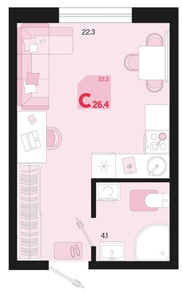 Фото №1: Студия 26 м² - Краснодар, мкр. Карасунский внутригородской округ, ул. Виктора Казанцева, 1.3лит1