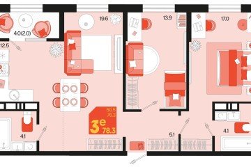 Фото №1: 2-комнатная квартира 80 м² - Краснодар, мкр. ЖК Первое Место, ул. Виктора Казанцева, 1.3лит2