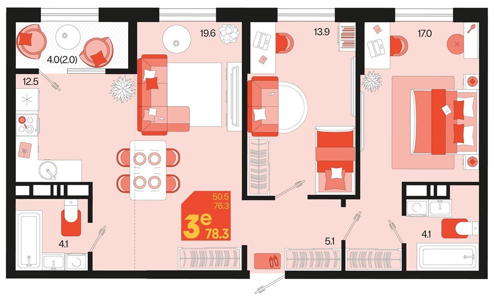 Фото №1: 2-комнатная квартира 80 м² - Краснодар, Карасунский внутригородской округ, мкр. ЖК Первое Место, ул. Виктора Казанцева, 1.3лит2