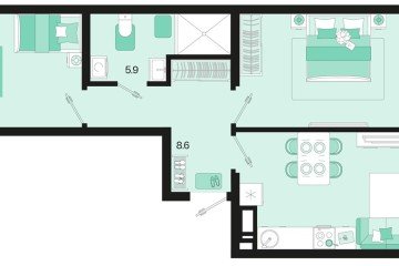 Фото №1: 2-комнатная квартира 61 м² - Краснодар, мкр. Карасунский внутригородской округ, ул. Виктора Казанцева, 1.3лит2