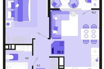 Фото №1: 1-комнатная квартира 39 м² - Краснодар, мкр. Карасунский внутригородской округ, ул. Виктора Казанцева, 1.3лит2